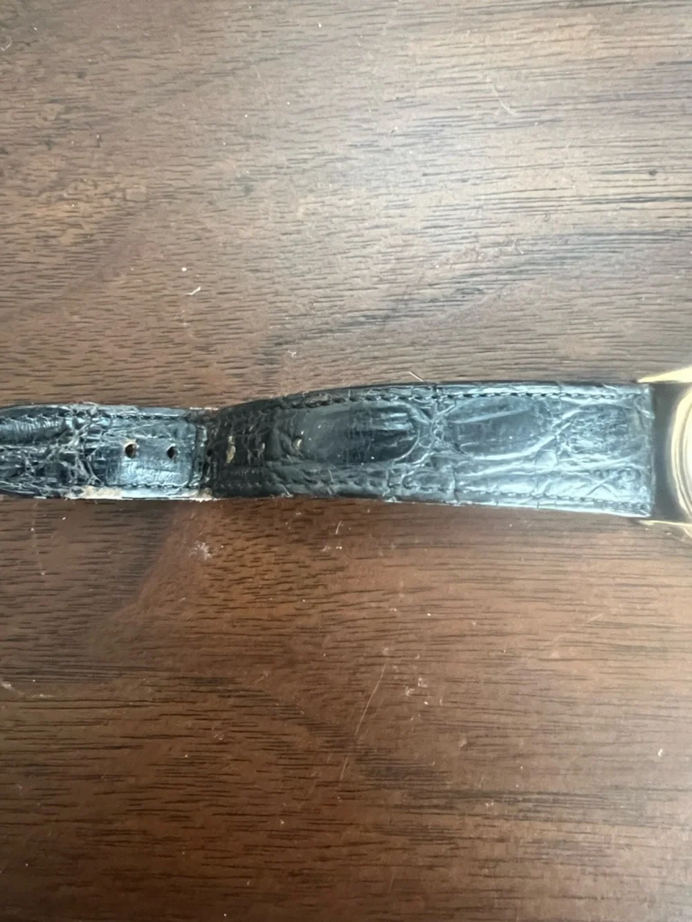 1980’s Vintage Tiffany & Co. Concord Gold Watch with Black Leather Strap